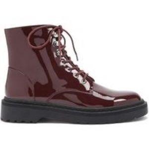 Faux Patent Leather Combat Boots, Burgundy, size 9
